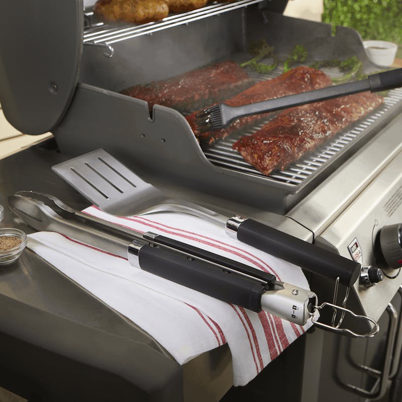 Weber Premium Grillbesteck 3-teilig, Edelstahl, Schwarz
